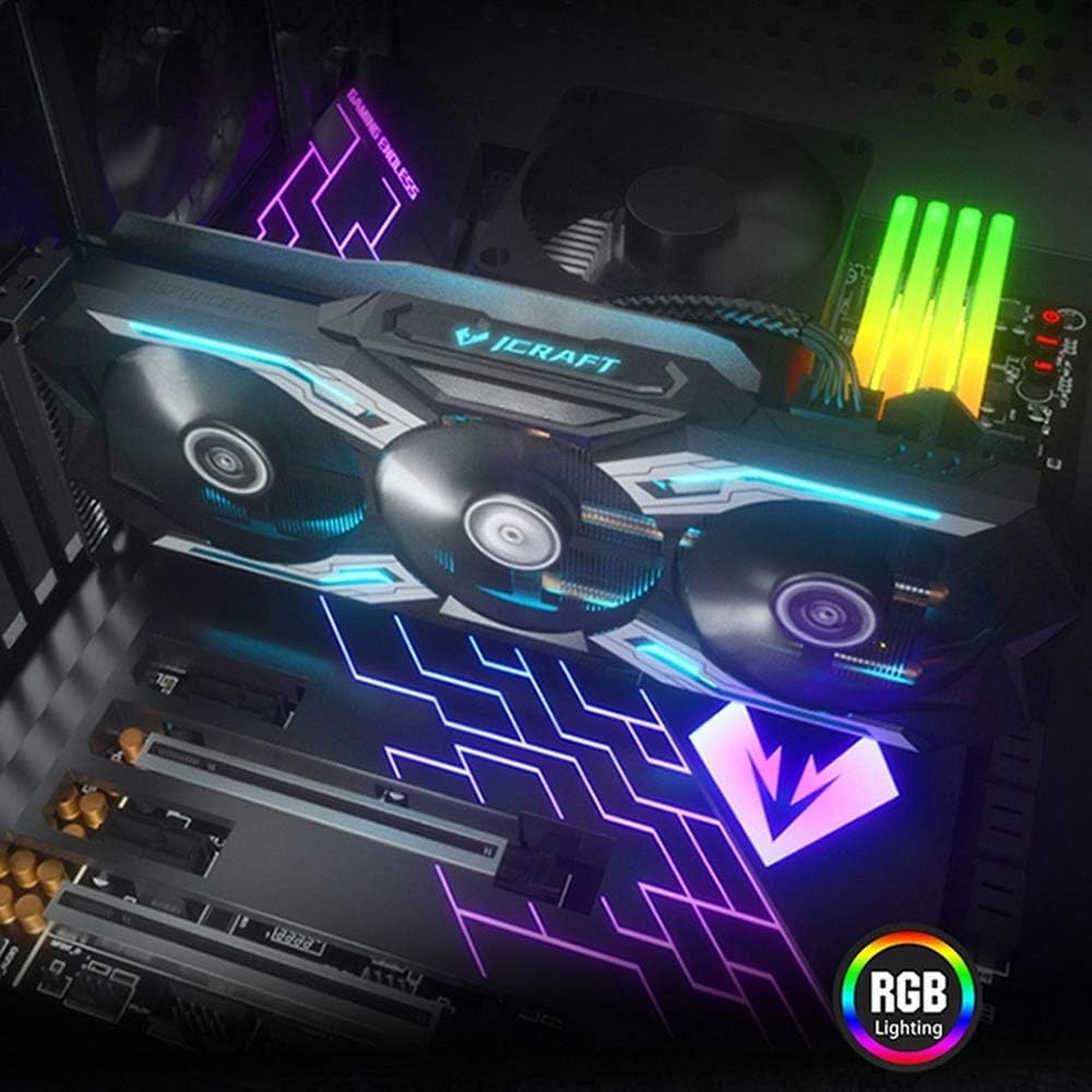 MAXSUN GeForce RTX 2060 iCraft 6GB Graphics Card RGB Lighting in PC Case