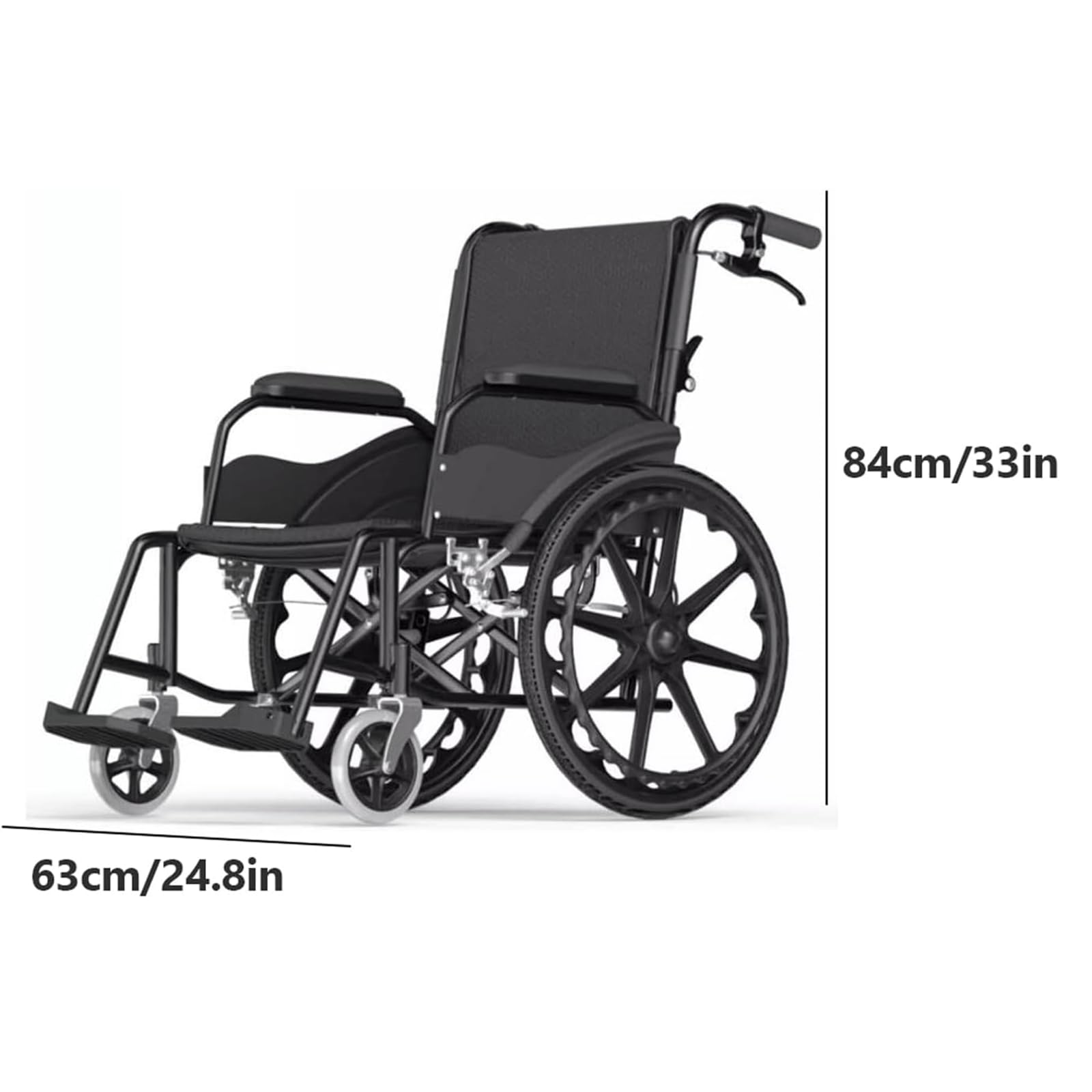 BKEKM Silla de Ruedas Sillas de Ruedas Plegables, sillas de Ruedas de Transporte de Acero al Carbono, Silla de Ruedas Manual Ligera con Frenos de Mano para Adultos, Ancianos, Carga de 220lb Cómodo