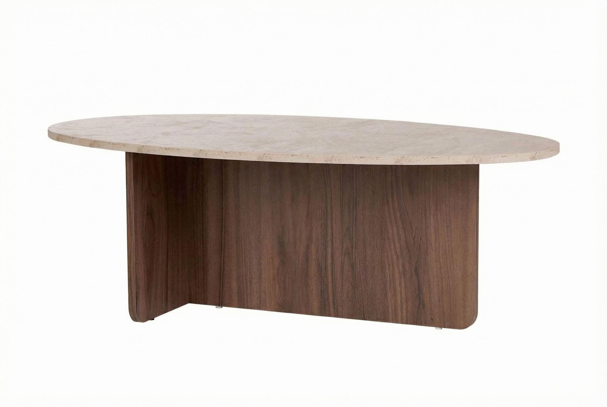 Hanah Home Stilvoller Couchtisch, 120 cm x 40 cm x 65 cm, Travertin & Venezia-Nussbaum | 100% melaminbeschichtet, 18 mm stark | Modernes Design fürs Wohnzimmer
