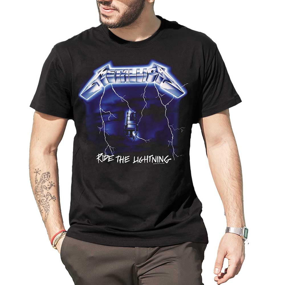 Metallica Koszulka Ride The Lightning. Oficjalna koszulka rockowa z zespołu Heavy Metal. Unisex Dorosły chłopiec