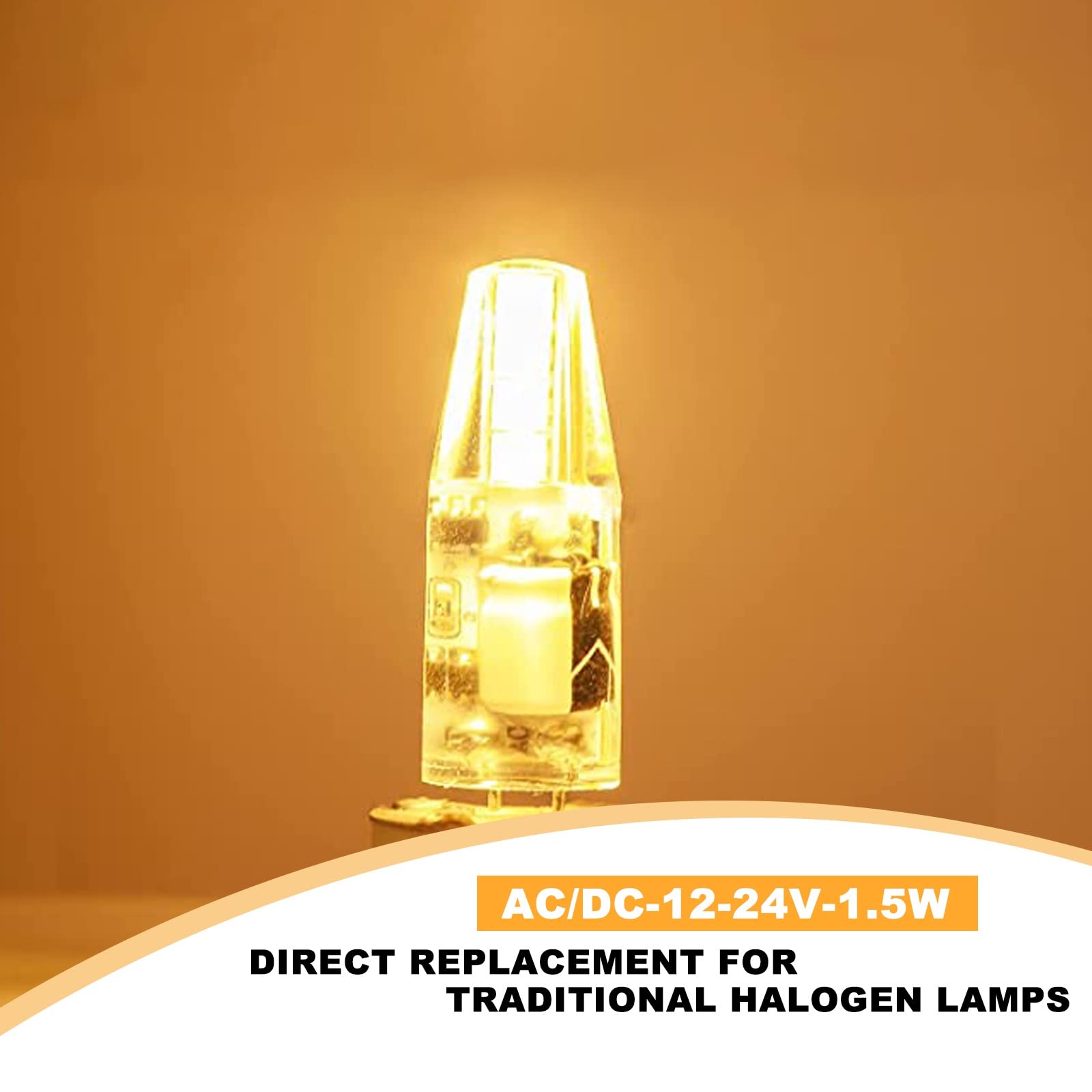10 Lampadine Led G4 COB 1.5W, AC/DC 12-24V, Luce Calda, Senza Sfarfallio, Per Cappa E Camper