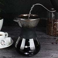 Vista 8 de HERCHR Cafetera vertida con filtro de acero inoxidable, cafetera de vidrio, olla de goteo, cafetera de vidrio reutilizable, cafetera manual