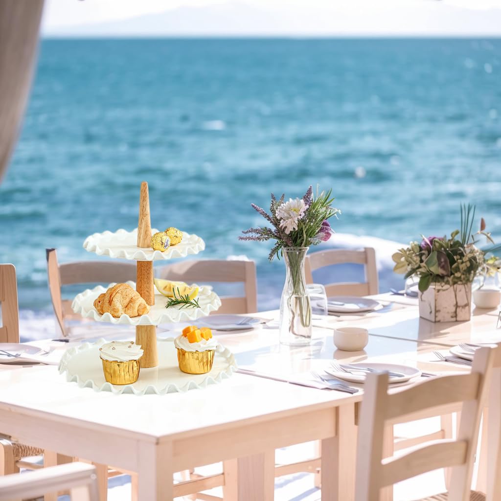 Quegroot 3 Tier Cupcake Stand, Wedding Cupcake Stand ,Tiered Serving Tray, White Porcelain Cupcake Stand, Cupcake Display Tower, Dessert Stand for Party, Wedding