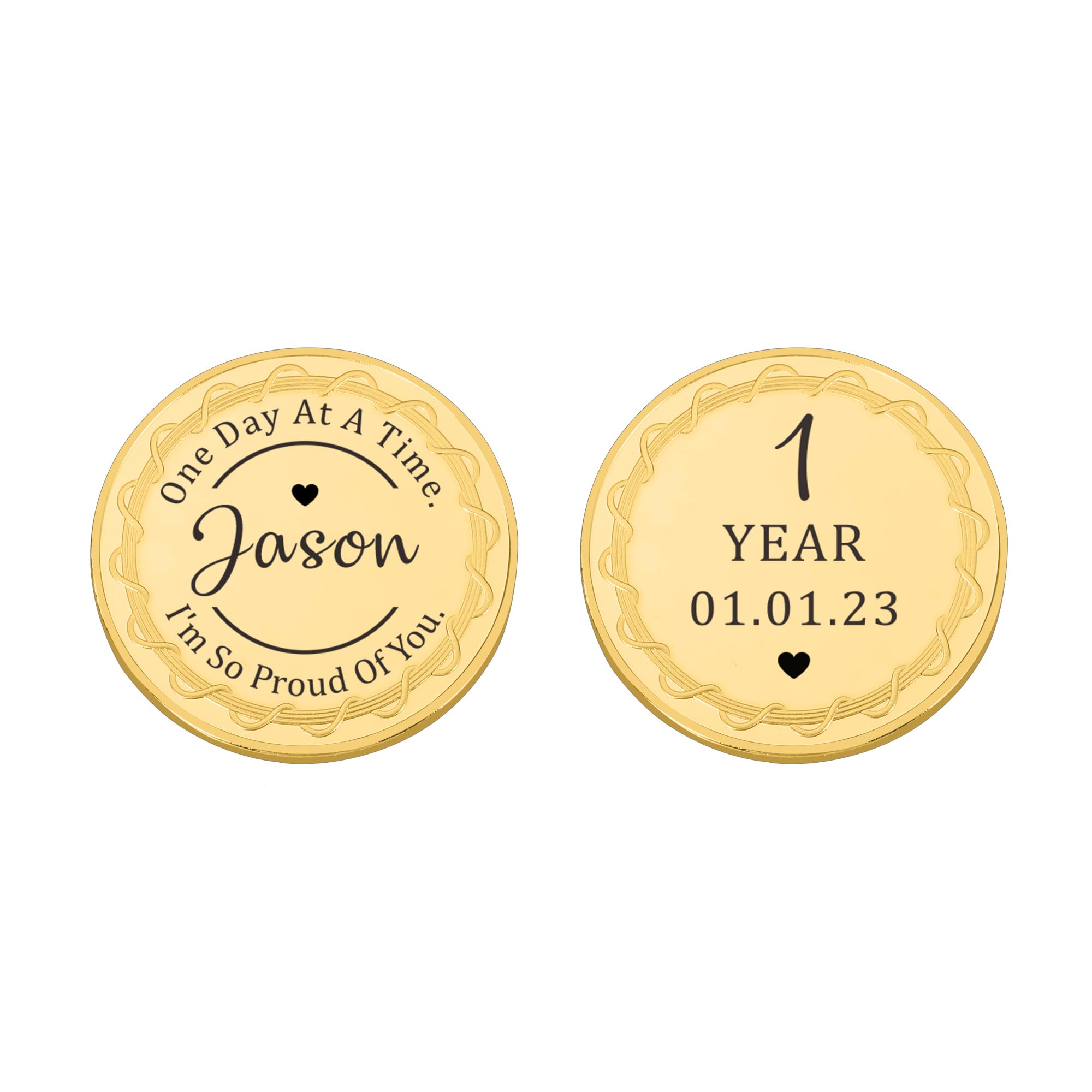 Customized Sobriety Coin Gift for Men Women One Day at A Time Serenity Prayer 1 Year Sobriety Coin Token AA Coins Alcoholics Pocket Token One Year