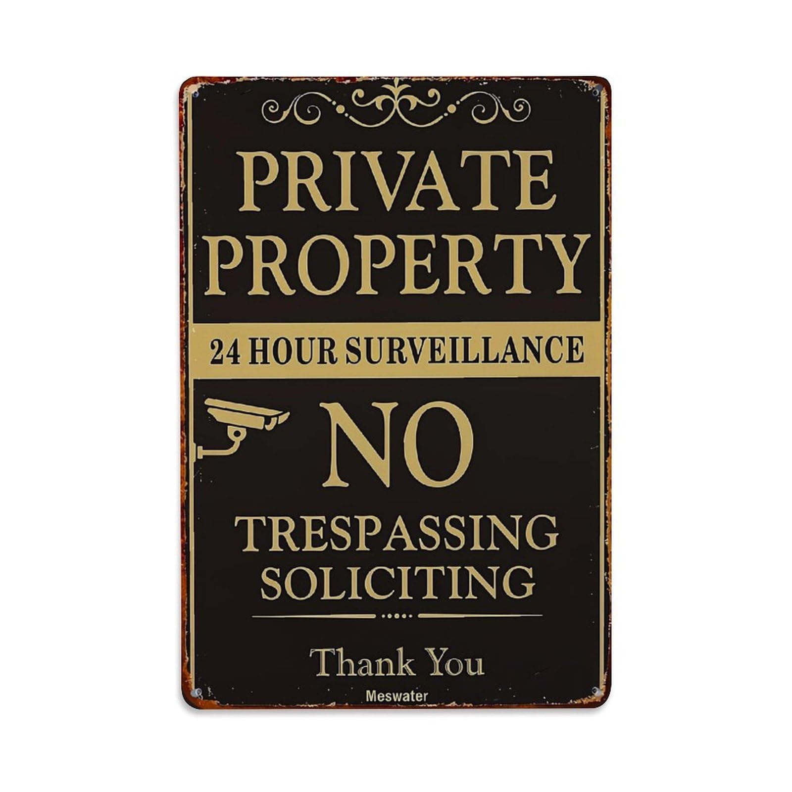 Jdyaojiesheng Vintage Private Property Surveillance No Trespassing Tin Sign Retro Metal Wall Decor Metal Poster, Home Bar Garage Farmhouse Cafe Wall Art Decoration 8X12inches
