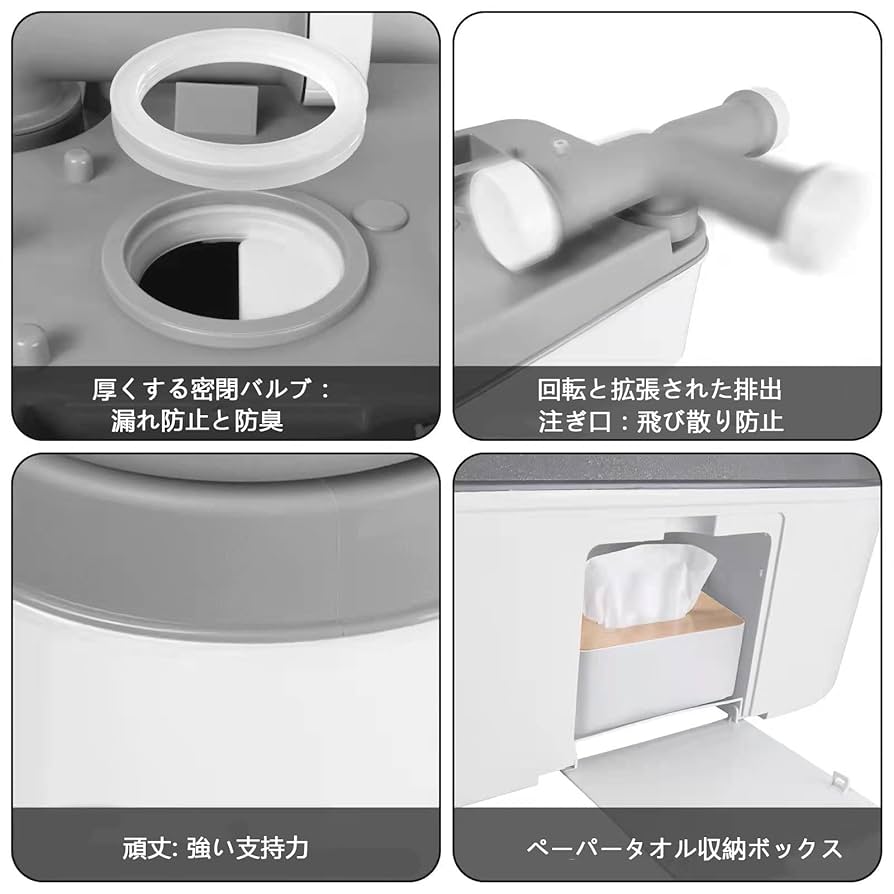 ポータブルトイレ 簡易トイレ 20L(水洗タンク) 24L(汚水タンク）溶液付き Amazon｜ポータブル水洗トイレ 簡易トイレ 20L(水洗タンク) 24L