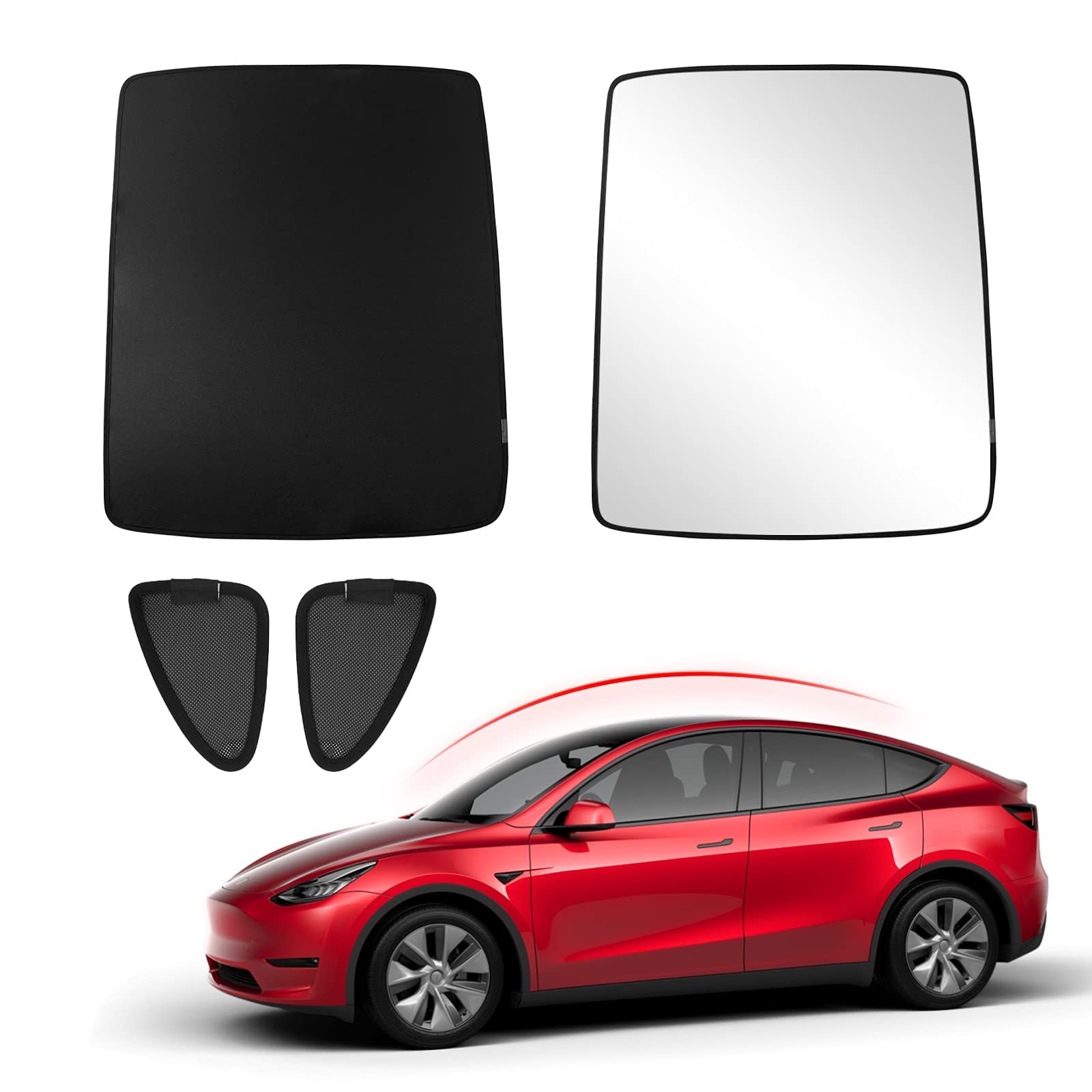 MAKINGTECVisor for Tesla Model Y 2022/2021/2020, Auto Glass Roof Visor Sunroof Roof Sunshade, Double Foldable UV Protection, Accessories for Tesla Model Y (Black, Model Y)