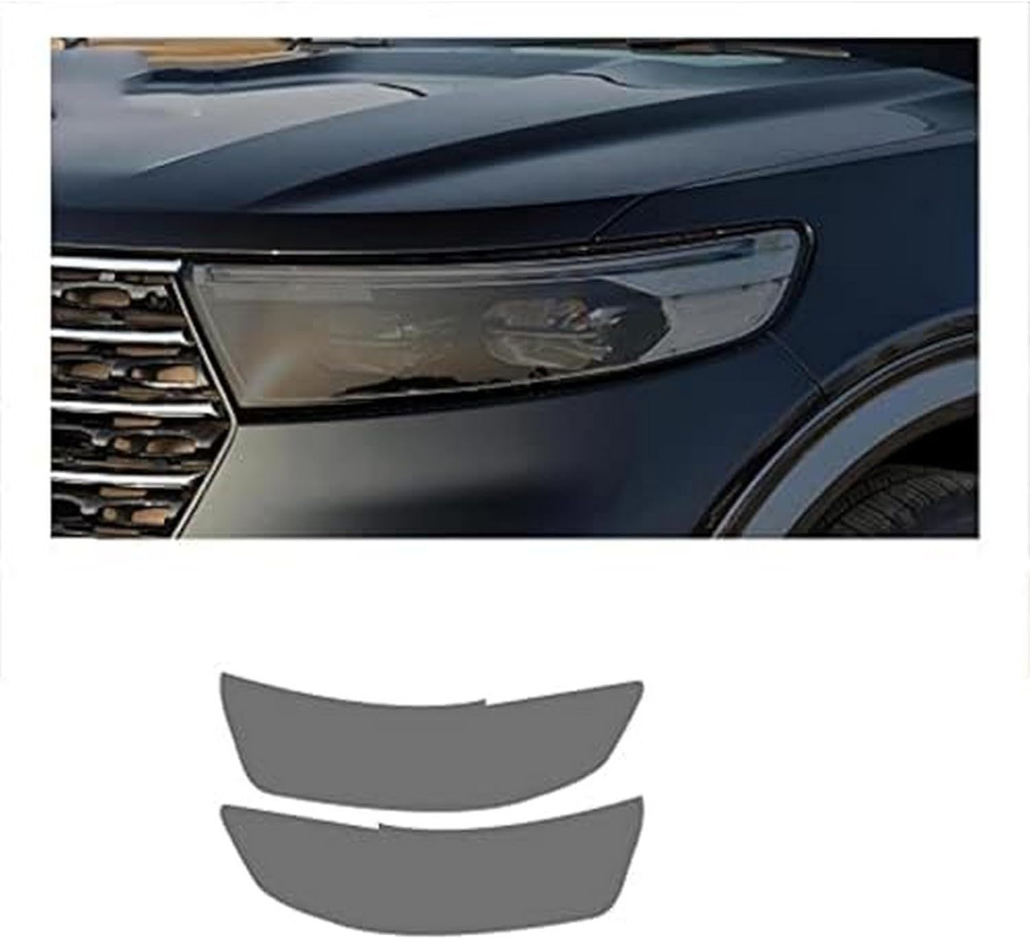SamLng Car Front Light Film for Explorer U625 2020 2021 Car Headlight Protective Film Front Light Transparent Blackened TPU Sticker Car Headlight Protective Film