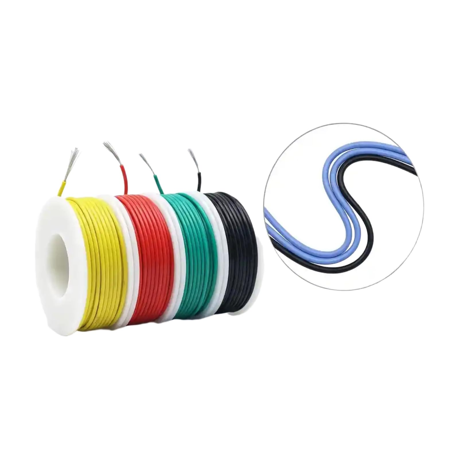 18/20/22/24/26/28 AWG Flexible aislamiento de silicio cable electrónico cobre 5 color DIY LED (negro; 3 metros; 22 AWG)