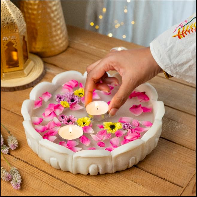 RITUALISTIC Padma Marble Urli (White) | Multi- Utility Flower Shape | Uruli for Flower Decoration | Stone Urli Bowl for Home Decoration | Kitchen Decor | Bowl for Decoration (B0CX8M4HGX) Amazon Price History, Amazon Price Tracker