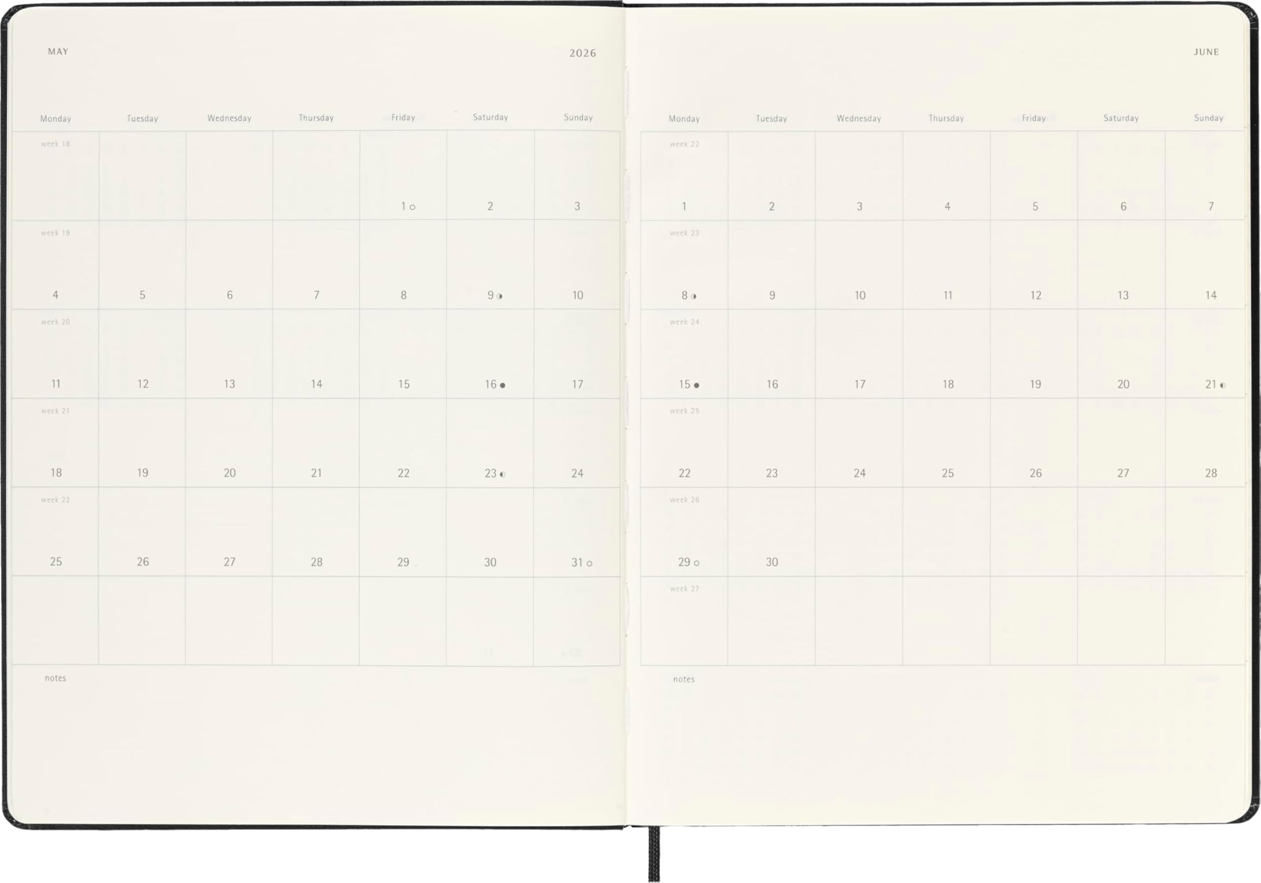 Moleskine Classic 18 Month 2025-2026 Weekly Planner, Hard Cover, XL (7.5" x 10"), Black, 208 pages - Image 6