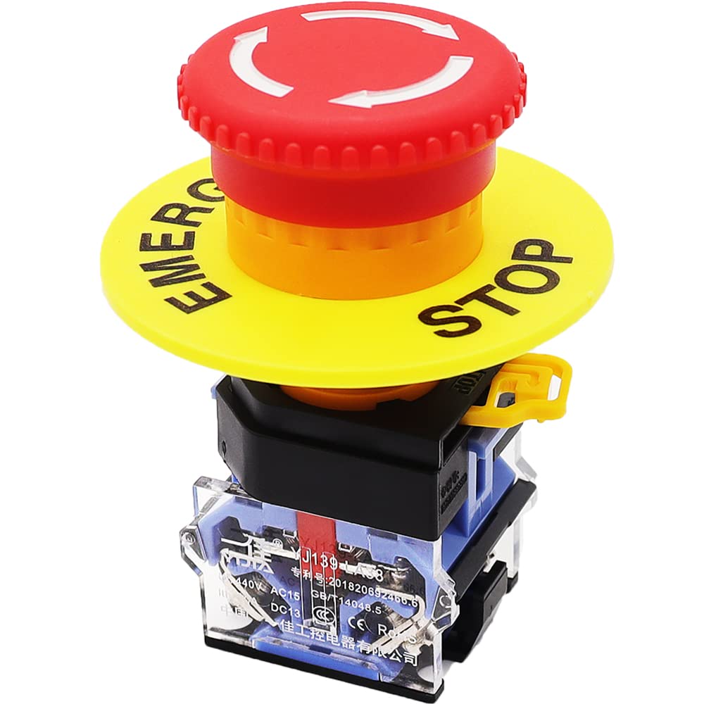 YIJIA 22mm Red Mushroom Emergency Stop Push Button Switch