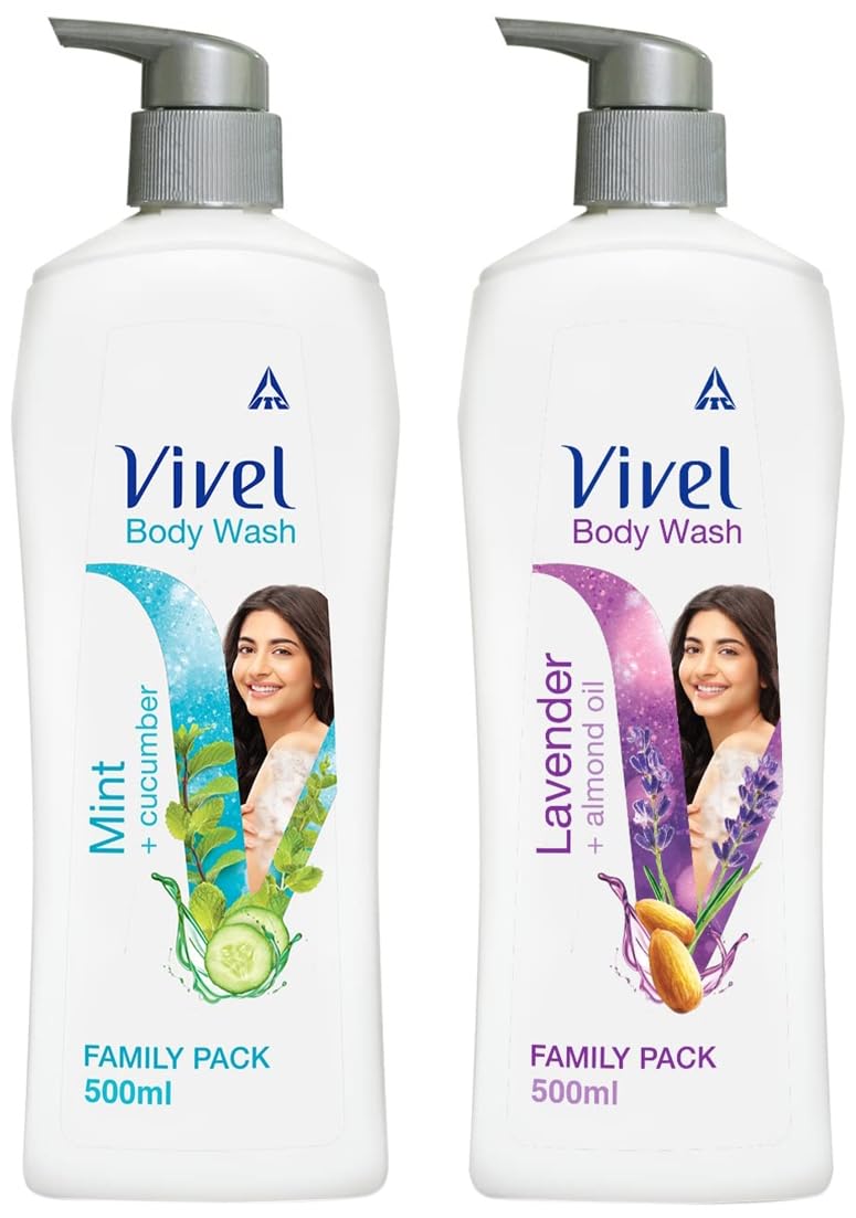 VIVEL Body Wash, Lavender and Almond Oil, 500 ml And Mint and Cucumber, 500 ml-image-49