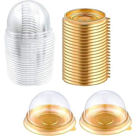 Elegant Clear Mini Cupcake Boxes Wedding Birthday Boxes with Golden Foil (50 Set)