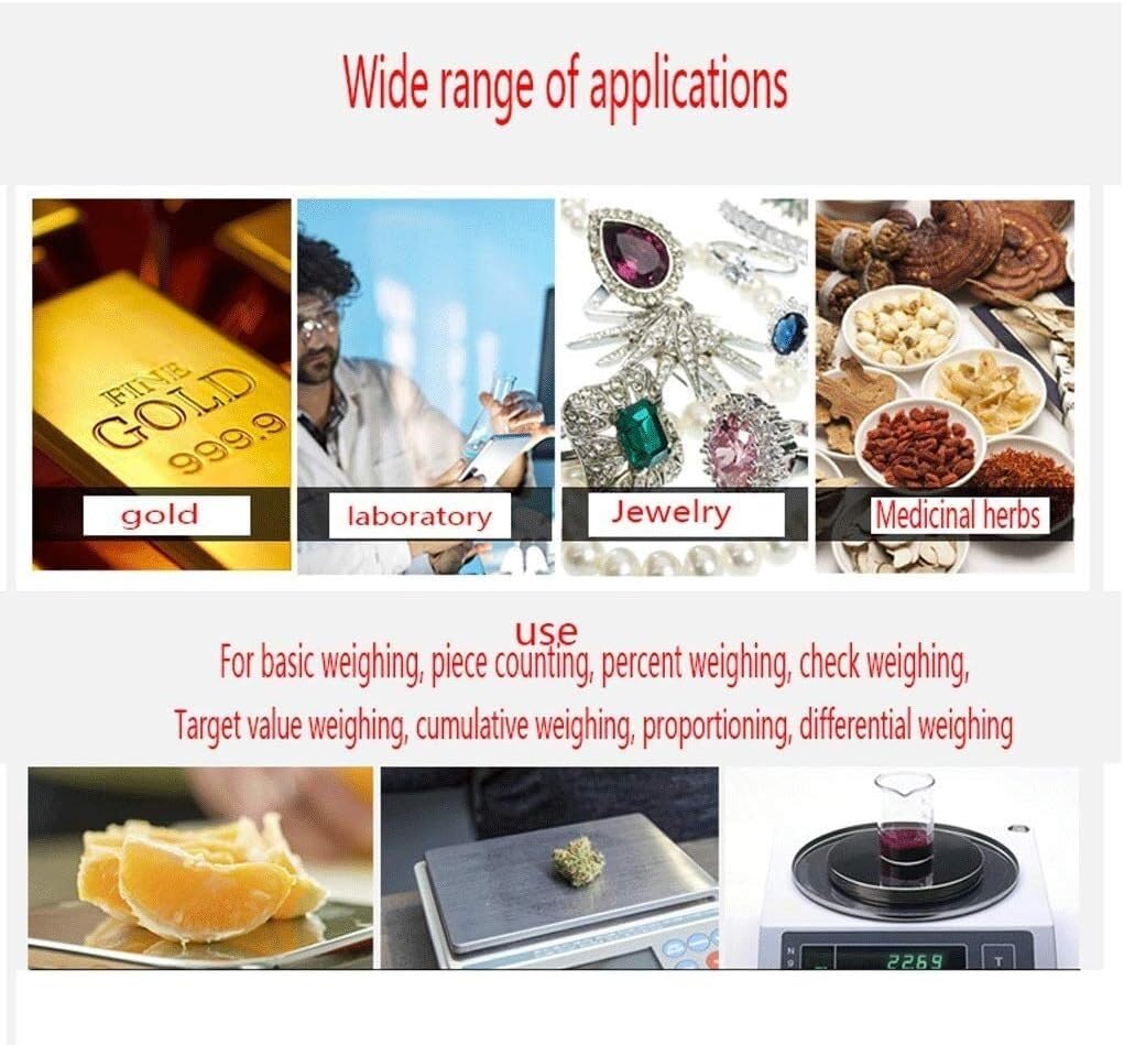 Báscula for Paquetes pequeños Báscula de Cocina de Alta precisión Báscula electrónica Múltiples capacidades Joyería de Cocina Almacenamiento Compacto(3000g/0.1g)