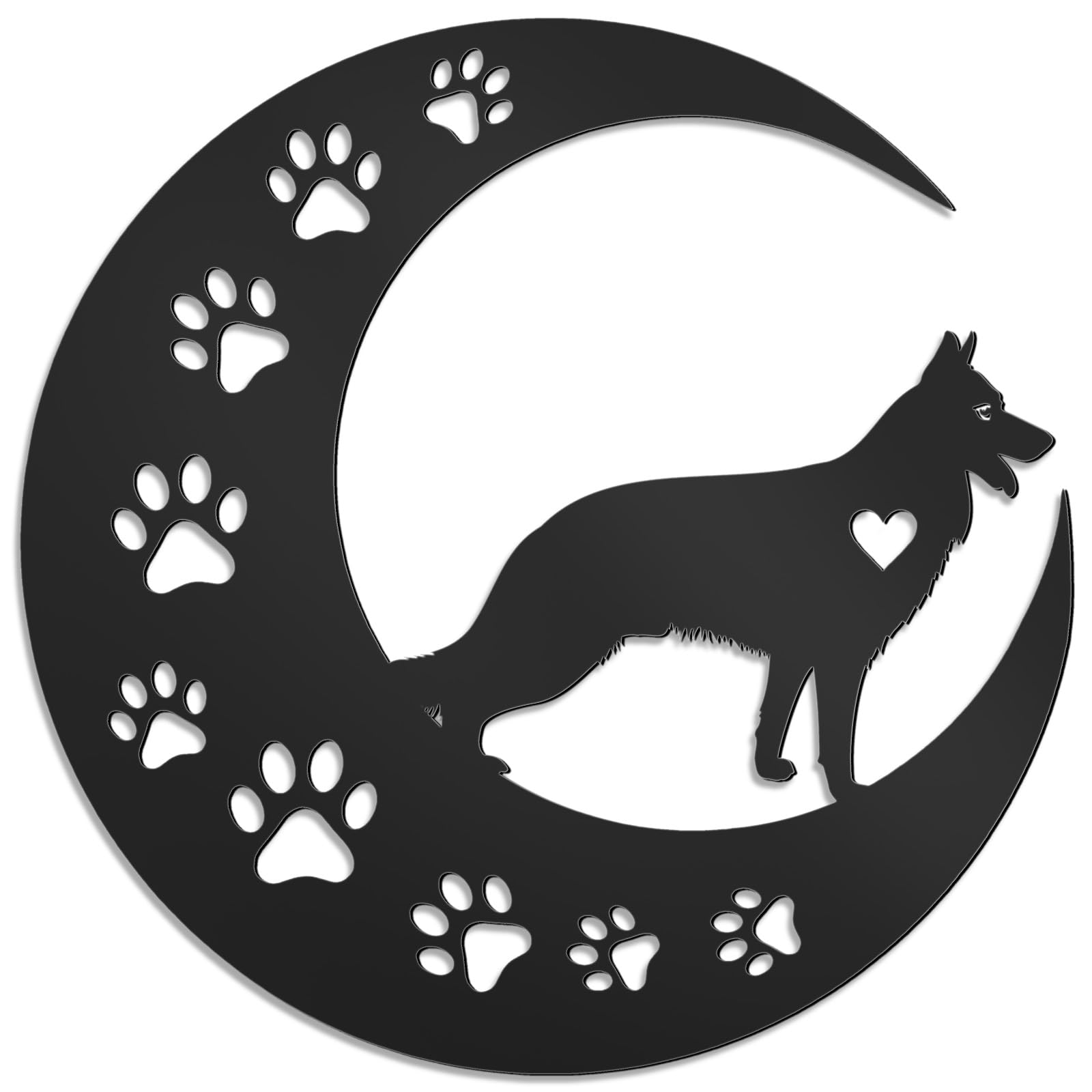 Caiibaoob German Shepherd Metal Wall Art for Dog Lover- Wall Sculpture Statues Art Hanging Decor 12in