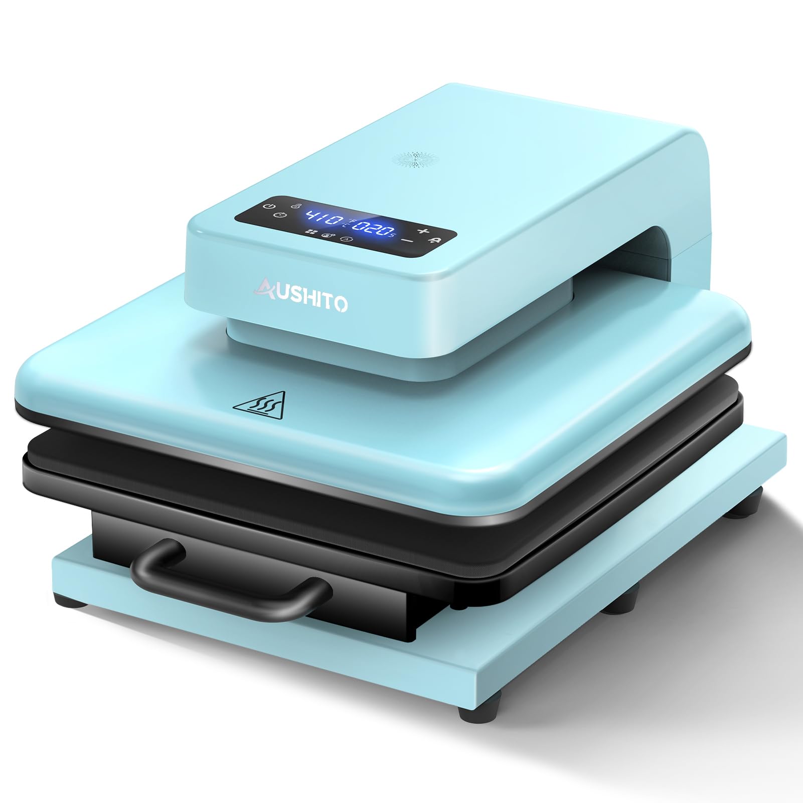 Prensa térmica automática mejorada AUSHITO, máquina de prensado térmico para camisetas con presión ajustable, mayor altura de calentamiento, calentamiento rápido y uniforme, prensa térmica de 15 x 15 para proyectos de transferencia térmica por sublimación HTV