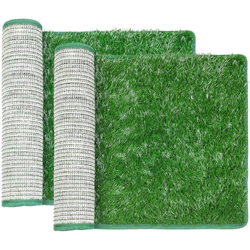 Image of LOOBANI Dog Grass Pee Pads, Artificial Dog Grass Pads for Potty Tray, Fake Grass for Dogs to Pee On, Outdoor Indoor Pee Grass for Dog Potty (18.1*28.1 inch)