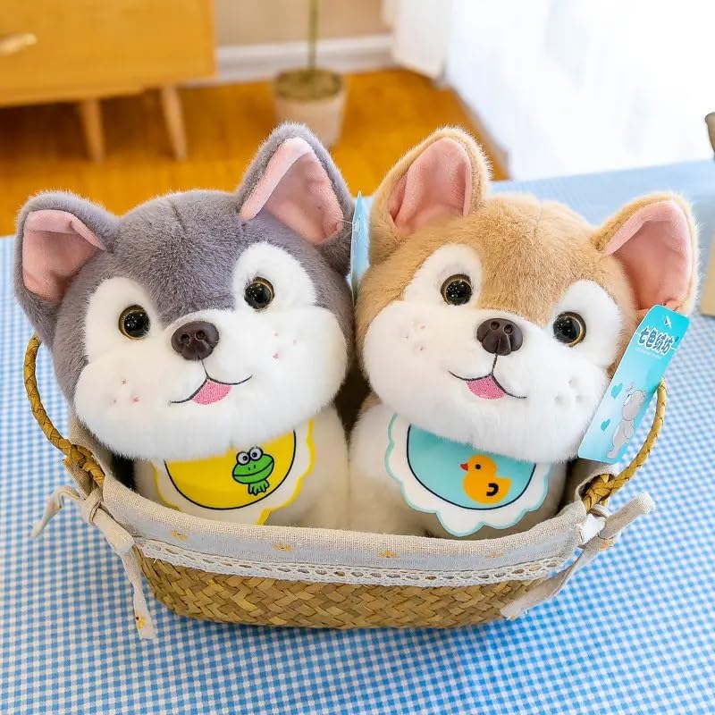 Image of Sibarian Husky Dog Plush Doll Realistic Soft Toy Pet Kawai Stuffed Animal Plushie Cute Toys Doll Birthday Gifts for Friends Kids Boys Girls Decorative 23cm