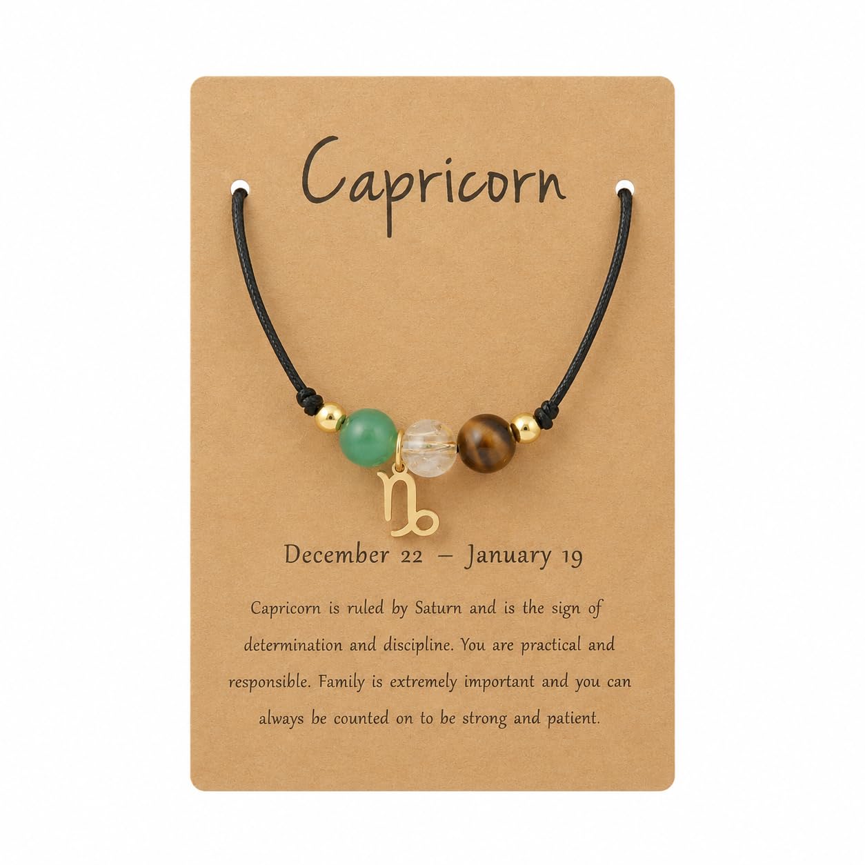 Unisex Zodiac Bracelet with Natural Stone Beads | Gold Plated Adjustable Drawstring Horoscope Charm Constellation Rashi Bracelet for Men & Women-image-4