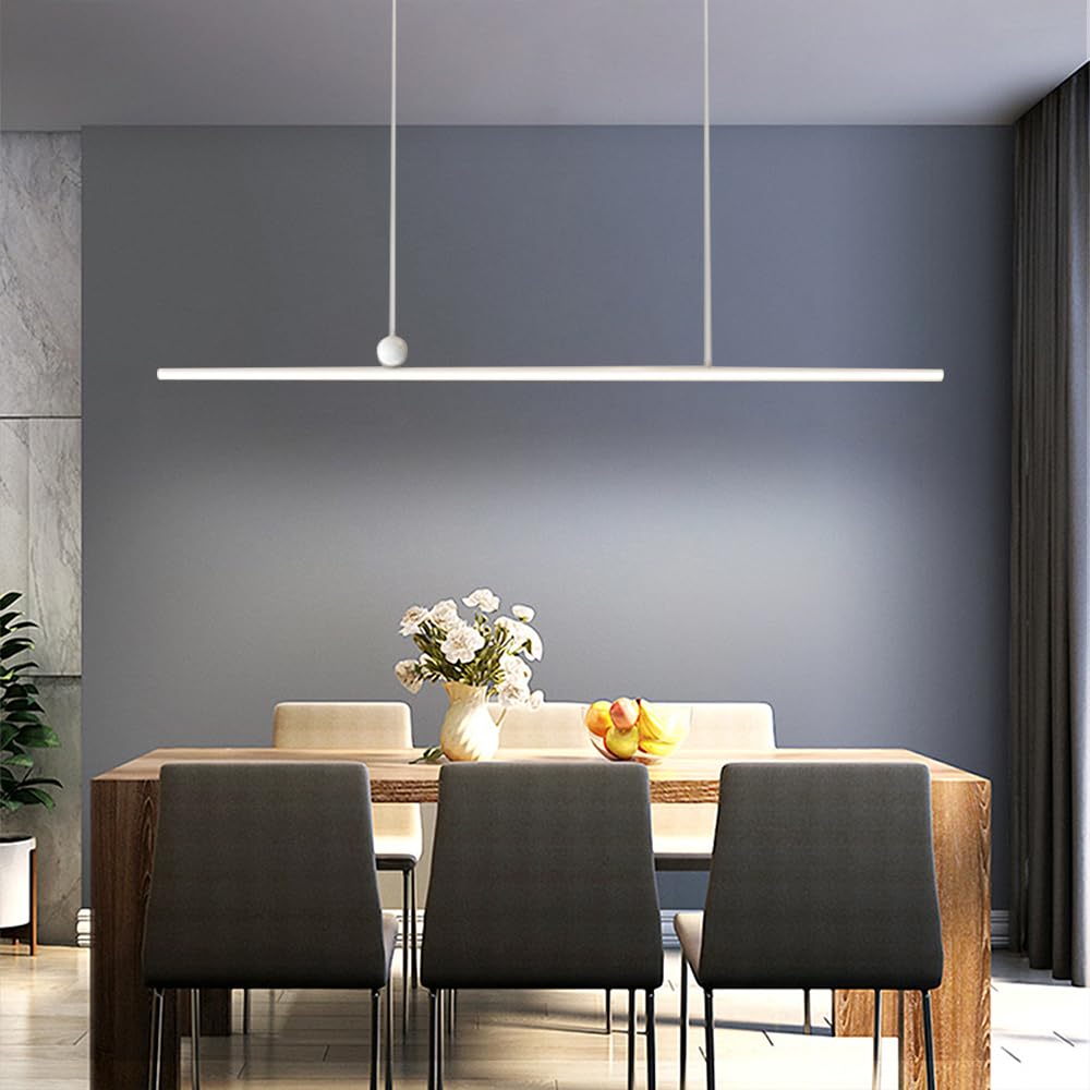Lampadario minimalista Lampadario lineare Lampada da soffitto Tavolo da pranzo Illuminazione Lampade a sospensione a LED Lampadari a striscia lunga Lampade a sospensione per ristorante Ufficio Cucina