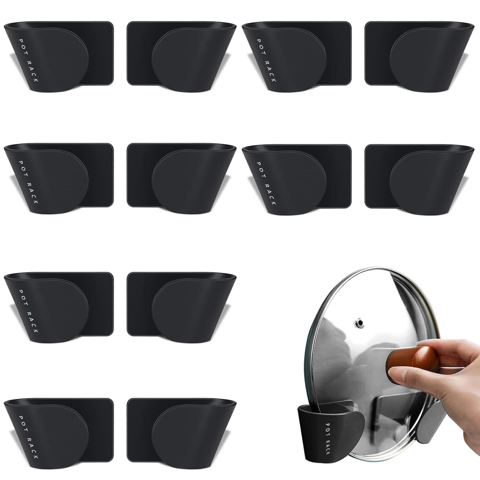 Topfdeckelhalter Schwarz Kunststoff Küchenutensilien Aufsatzung 6 Paare Wandhalter