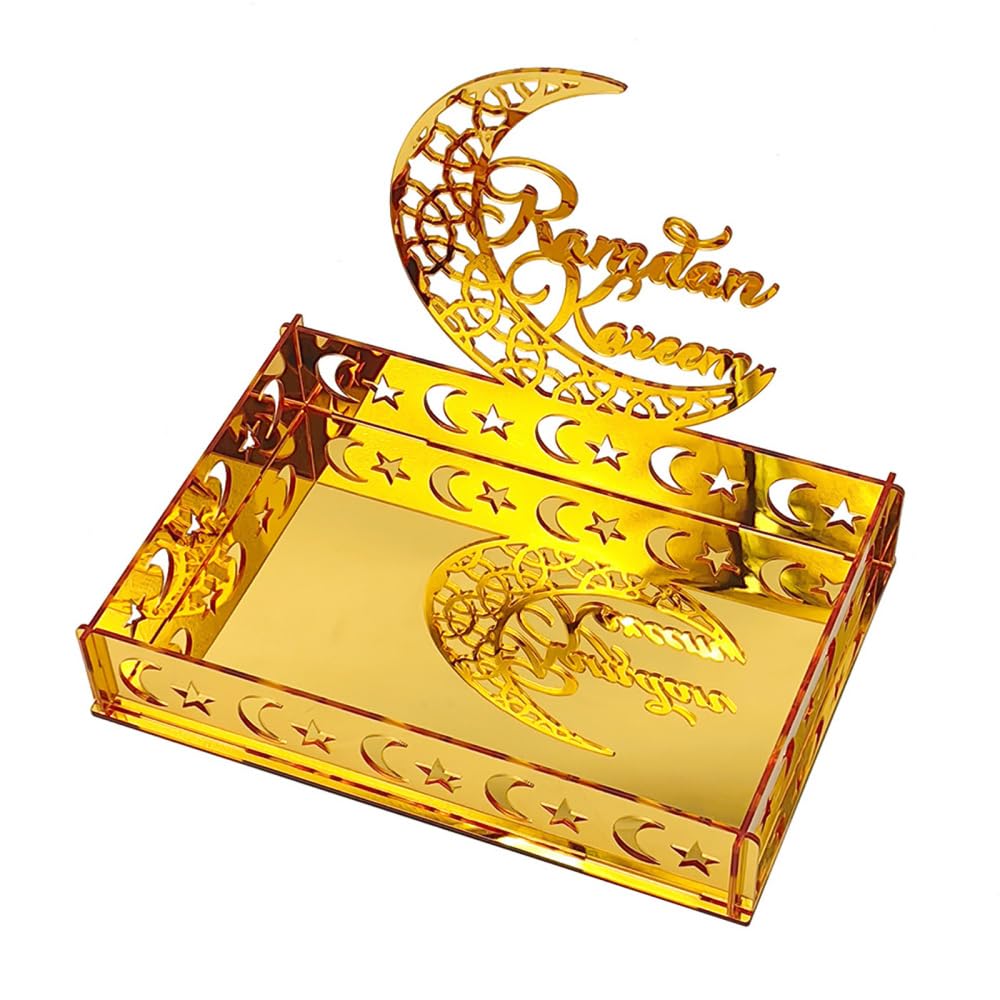 – DONGKER Ramadan Serving Tray,Moon Star Shaped Ramadan Snack Box Organizer for Ramadans Place Snacks Candies Cookies Fruit