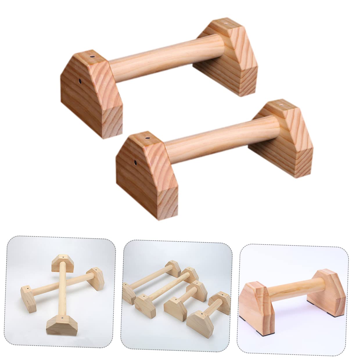 POPETPOP Pine Push-up Stand Pushups Board Ab Exercise Equipment Hand Grip Strength Training Home Arm Push-up Brackets for Family