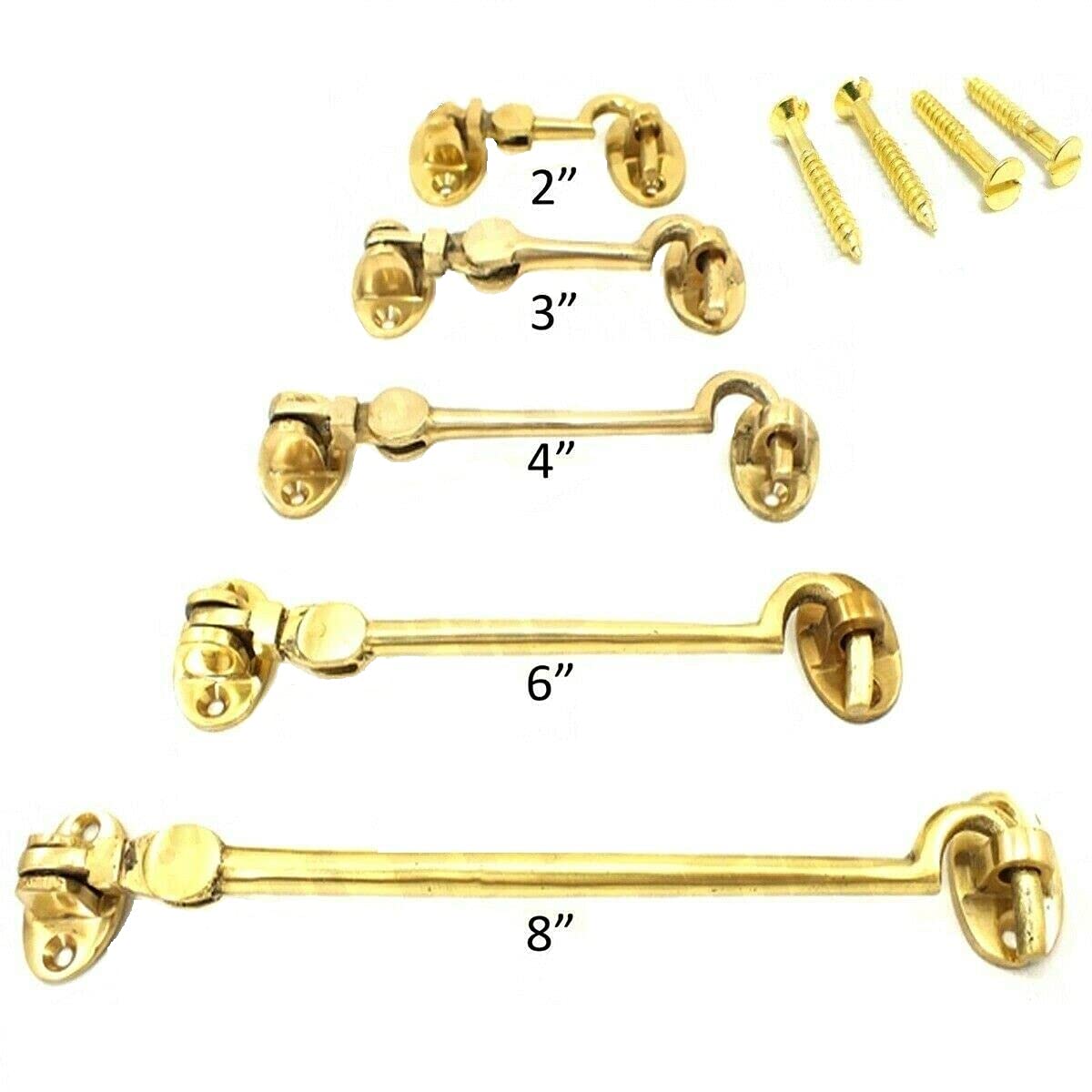 SISI UK® Brass Cabin Hooks, Premium Quality, Latch Hooks (3'' (75mm)), Gold