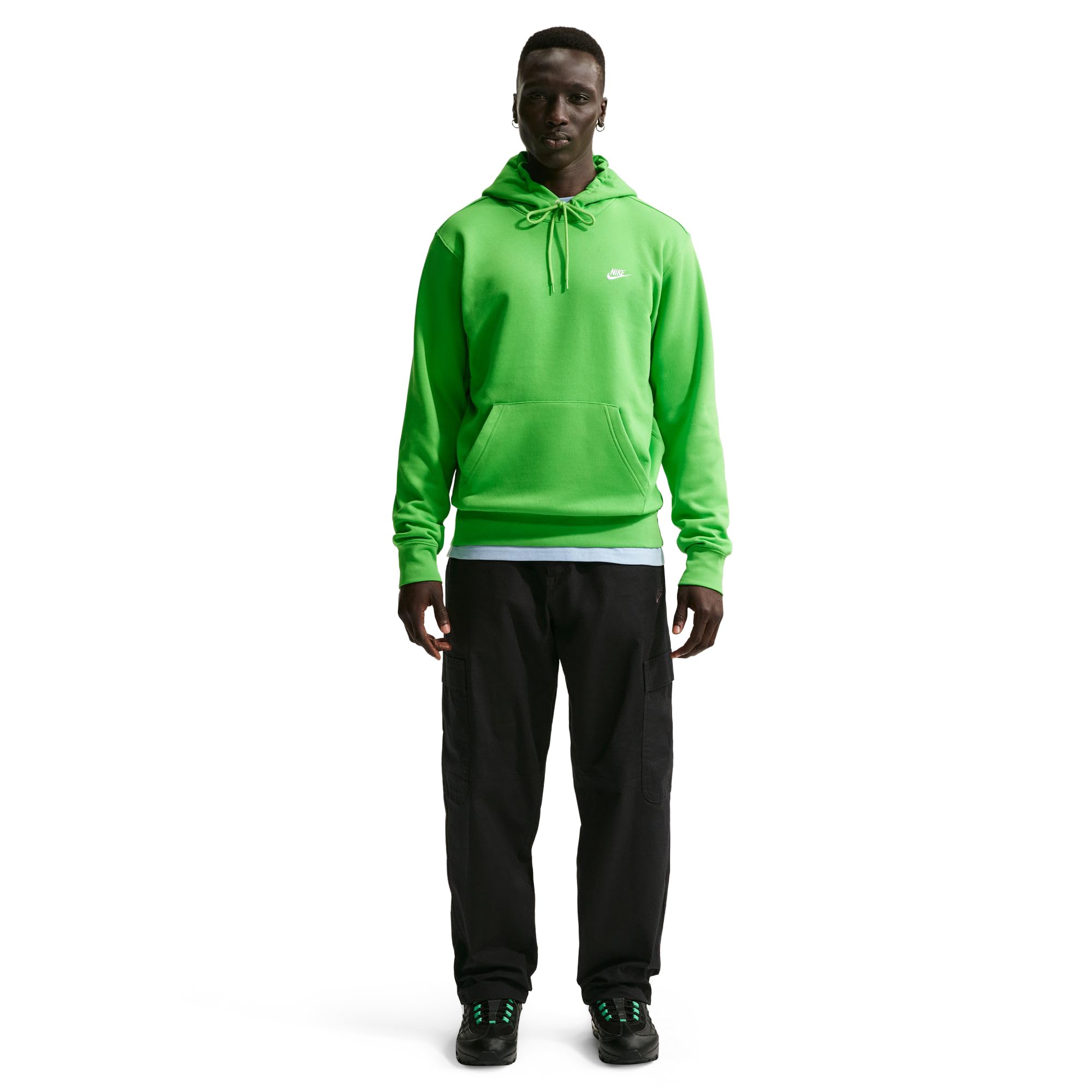 Nike Men's Club Pullover Fleece Hoodie Medium Mean Green/Mean Green/White