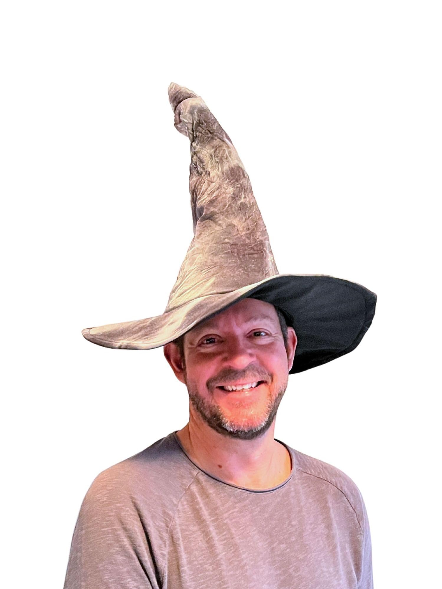 Sombrero De Hechicero Gandalf Estilo Cuero Gris Con Borde Curvado – Disfraz De Mago Y Bruja Para Halloween Y Fiestas Temáticas – Talla Única Adulto