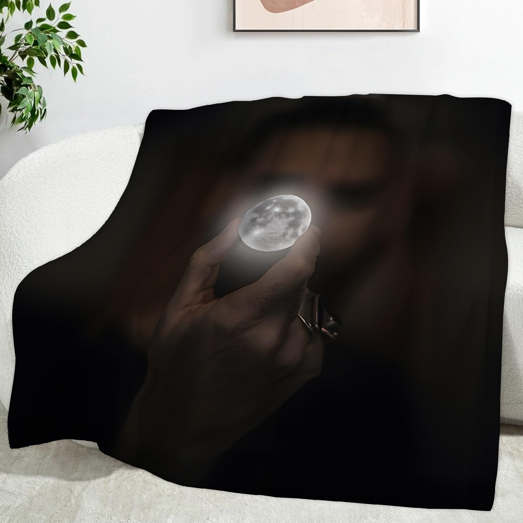 Plaid polaire lune 130x150cm couverture douce pour douces nuits et salons