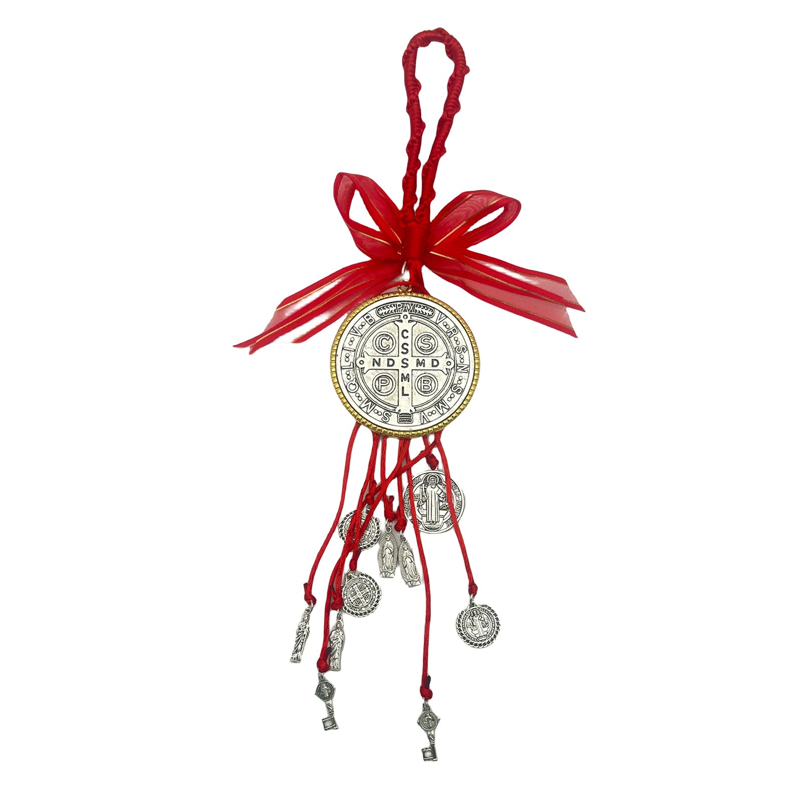 BONITTERSaint Benedict Medal/Virgin Mary/San JudasTadeo Blessing Charm San Benito Medalla Gift for Men or Women (Silver&Golden Red)