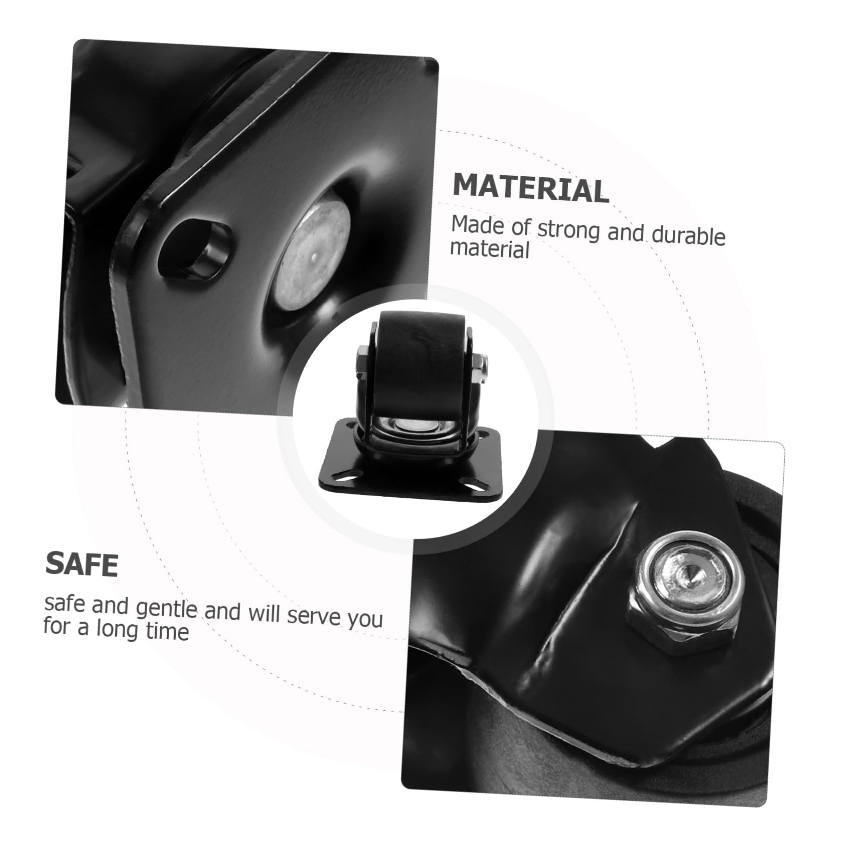 Schwerlast-Stuhlrollen-Set, 2-teilig, tragbare Lastenrollen für Bürostühle mit multifunktionaler mechanischer Ausrüstung, reines Nylon, Schwarze Kugelrollen