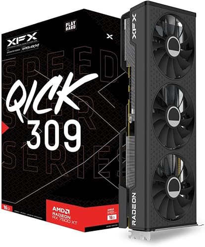 XFX Speedster QICK309 Radeon RX 7600XT - Tarjeta gráfica negra para juegos con 16 GB GDDR6 HDMI 3xDP, AMD RDNA 3 RX-76TQICKBP