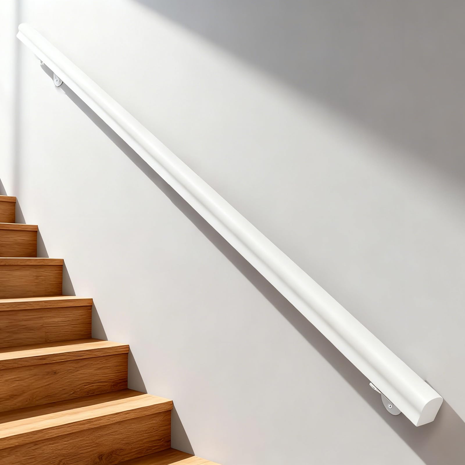 Fpigshs C 30-600Cm Wooden Handrail With Brackets, Non-Slip Stair Railings Support Rod, Against The Wall Elderly And Hildren's Loft Grab Bar Kit For Indoor Hospital Home (, 220Cm)