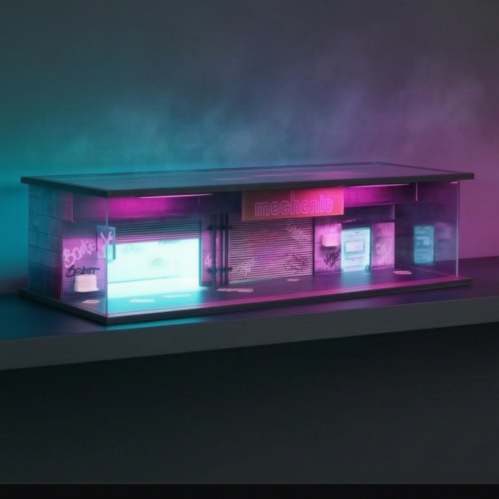 Vitrina para Vehículos Miniatura Caja Expositor Maqueta Diorama Distópico con Detalle Arquitectónico y Techo Plano, Style to 2