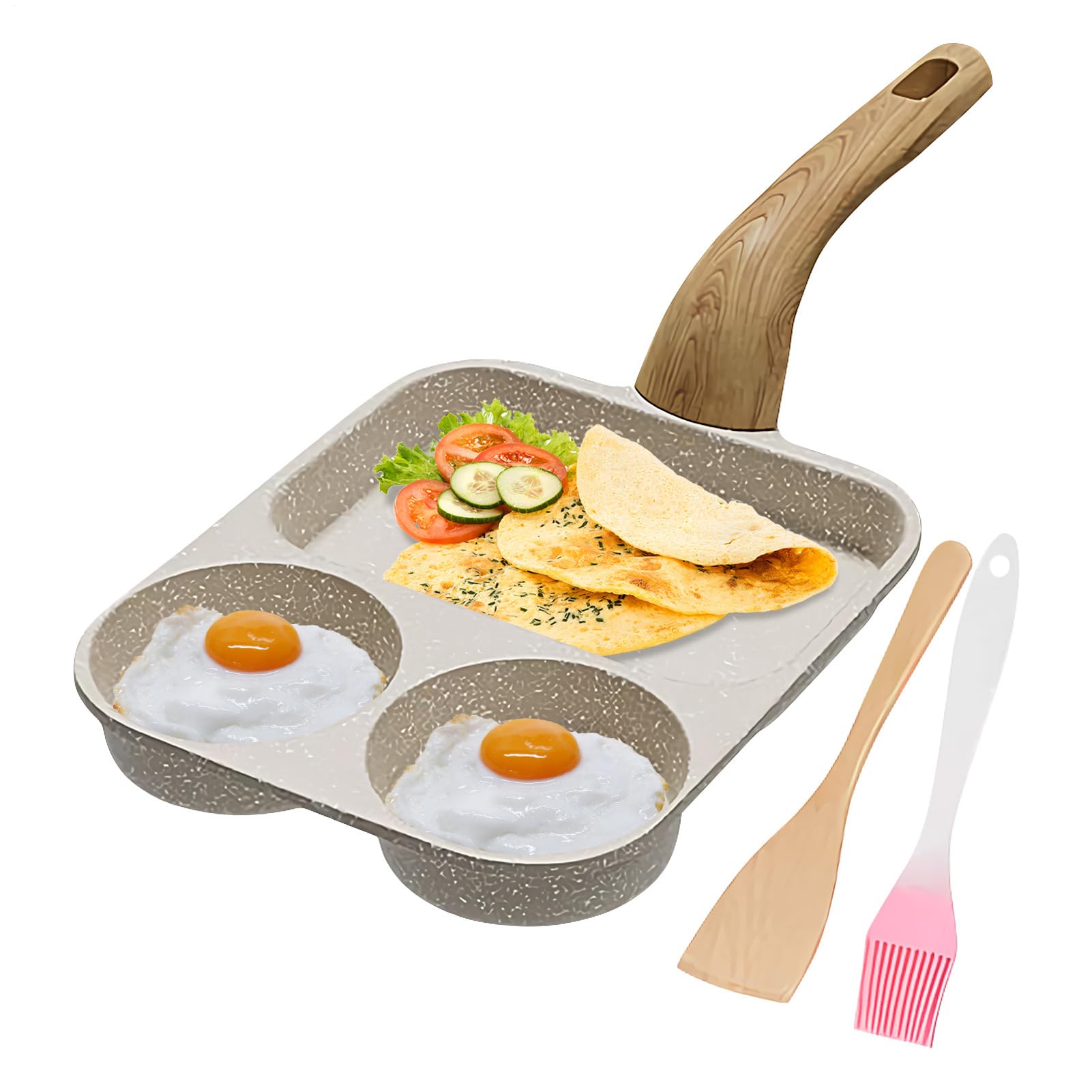 Poêle de friture sans bâton polyvalente à triple compartiment pour cuisson saine