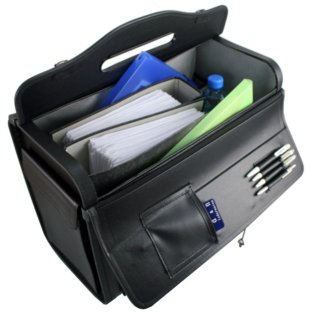 D&N Business & Travel - Maletín de piloto con 2 ruedas (poliuretano, 48 cm, bolsillo delantero), color negro, Negro , Talla única