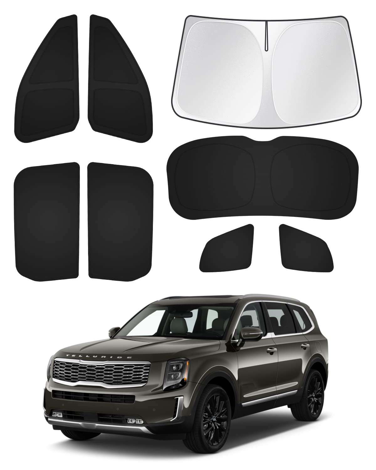Canvcle Windshield Sun Shade for 20202024 2025 Kia Telluride Accessories Sunshade