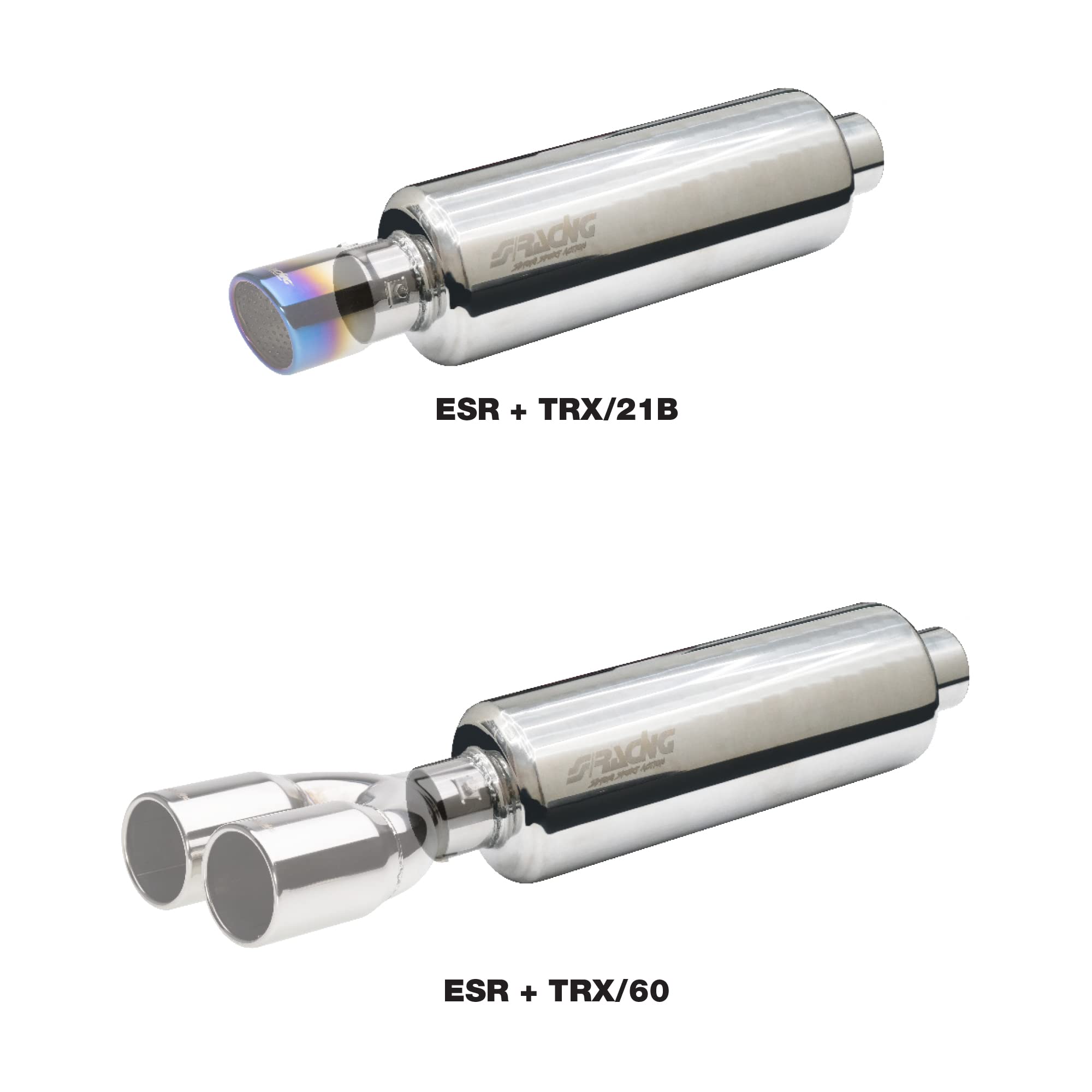 Simoni Racing ESR Custom Muffler Silenziatore Sportivo Universale, Uscita Rotonda Dritta, Silenziatore di Scarico per Auto, Marmitta Dritta per Auto in Inox
