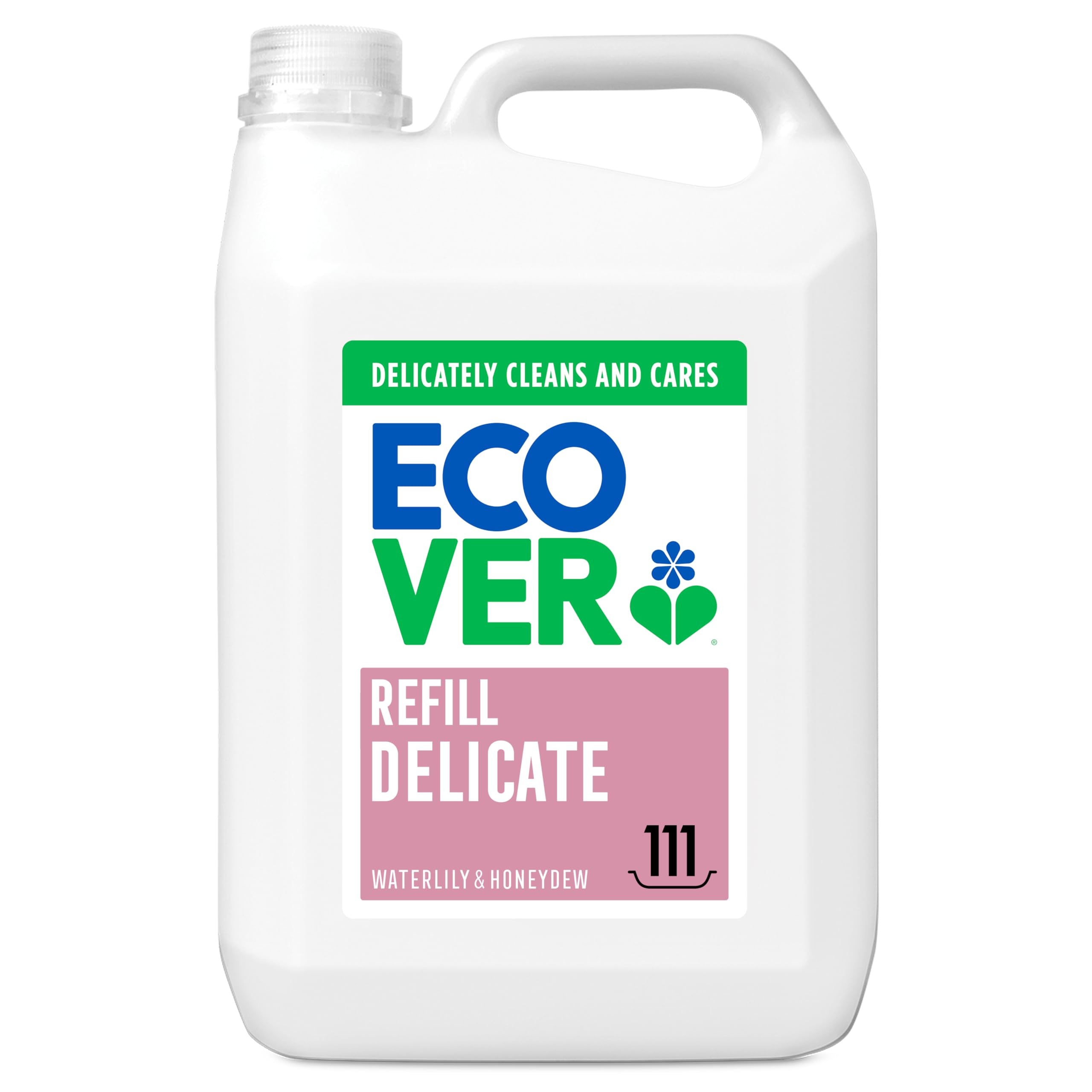 Delicate Laundry Detergent Refill, Laundry Washing Liquid, Fresh Waterlily & Honeydew Scent 1 x 111 Washes, 1 x 5L