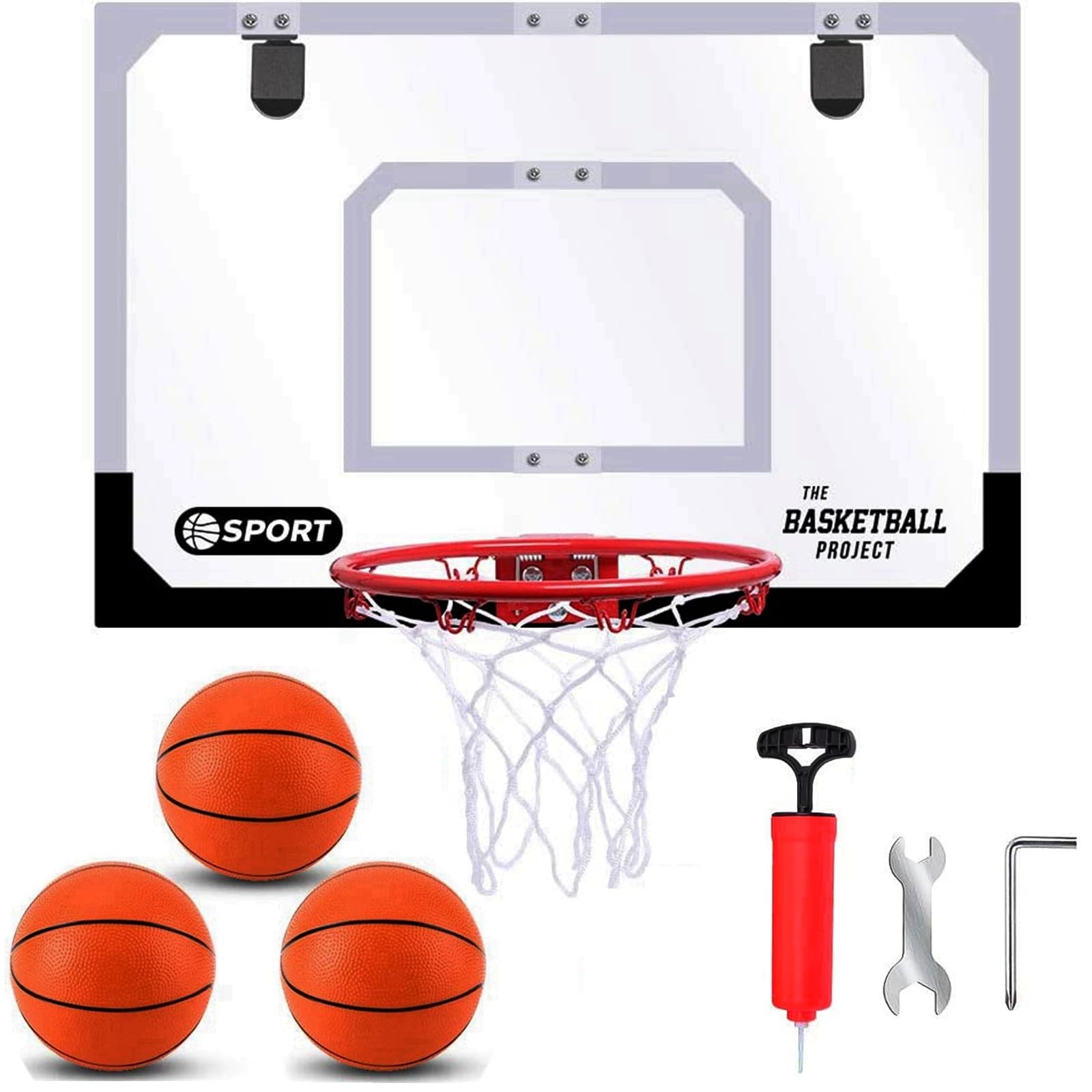 Upgrade Basketball Hoop Set-Extra Large 24"x 16" Pro Indoor