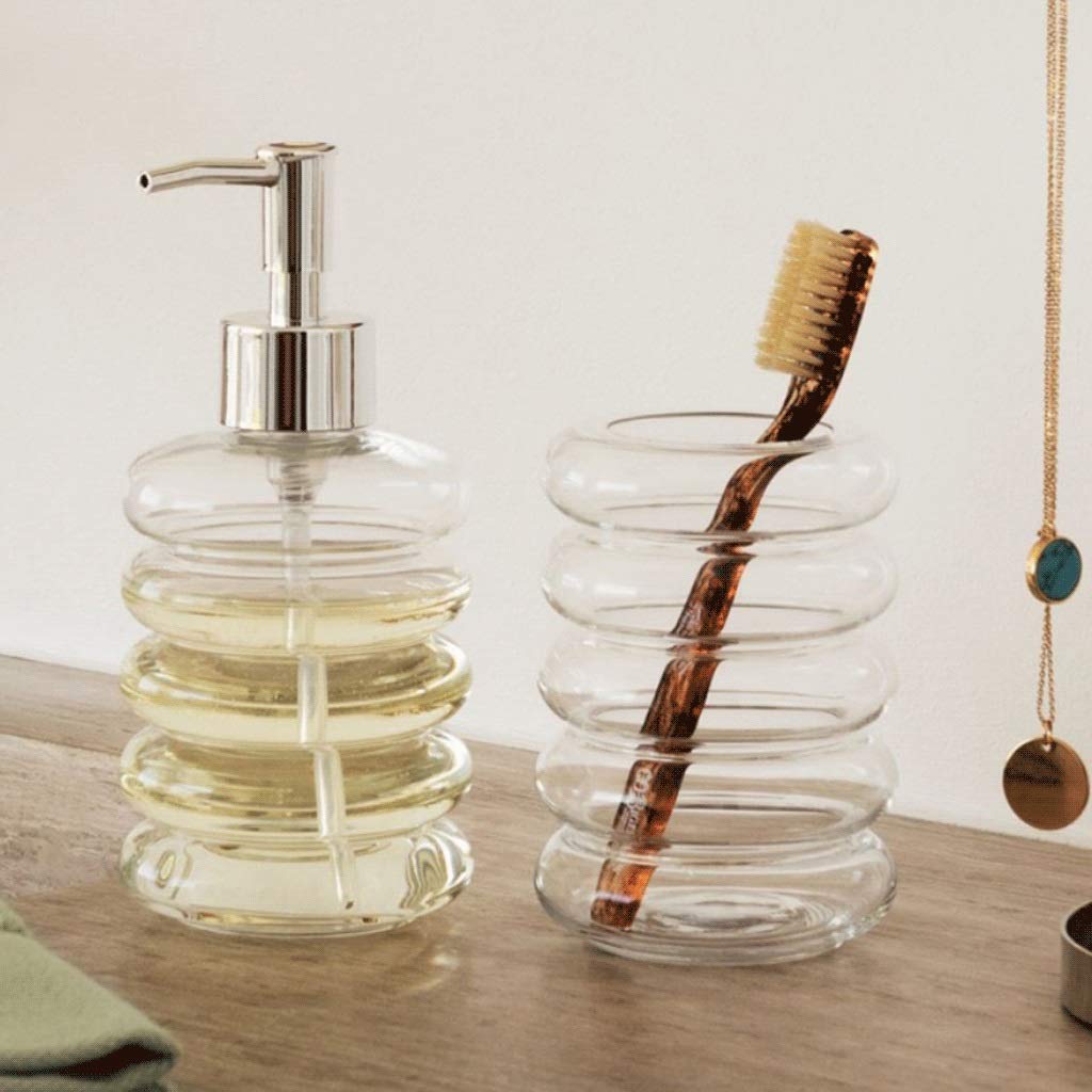 Dispenser di sapone da appoggio, dispenser di sapone in vetro ambrato (confezione da 2) Bottiglie per pompa di liquidi ricaricabili Distributore di lozione trasparente per cucina o bagno