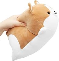 Vista 6 de Levenkeness Almohada de peluche de perro Corgi, suaves y lindos juguetes de peluche de Shiba Inu Akita (marrón, 30 cm)