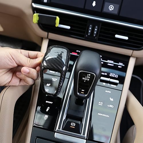 Miniatura 9 de YIWANG Cubierta de la cabeza de la perilla de palanca de cambios de fibra de carbono 100% real para Porsche Cayenne 2018-2020 Accesorios de coche