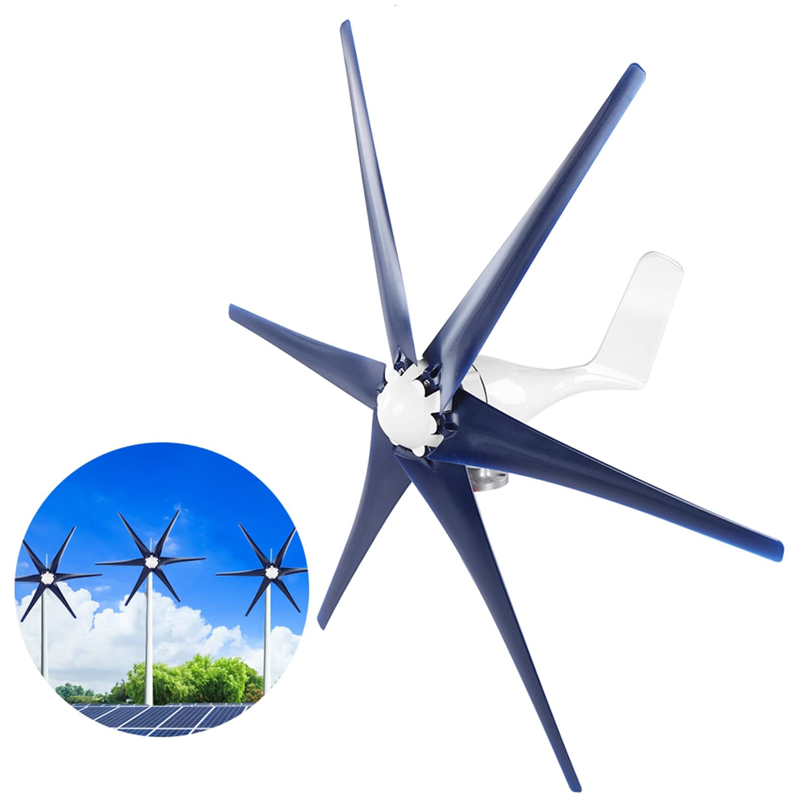 Mini-Windturbinen-Generator, 6 Blatt, 200 W, Netzteile, dreiphasiger Generator, Windkraftturbine, tragbar, 12 V, Blau (12V)