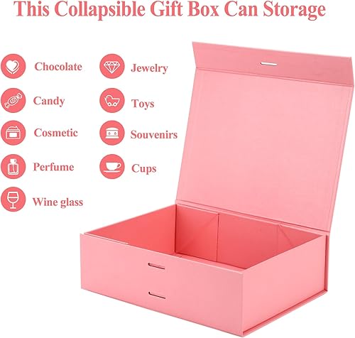 Miniatura 6 de GREDNA Caja de regalo con cierre magnético con tapa para regalos, 9.4 x 7.1 x 2.8 pulgadas, caja de propuesta plegable para padrinos de boda con