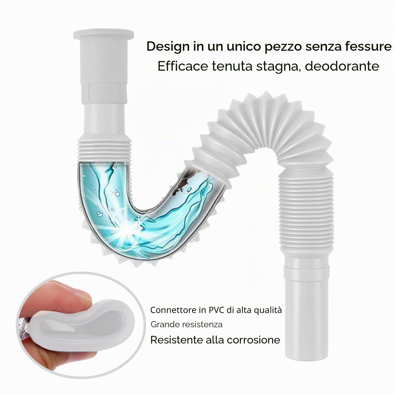 Tubo di scarico ad angolo da 1-1/4 di pollice semplice, flessibile ed espandibile, tubo di prolunga universale in plastica angolare semplice per cucina, bagno, lavandino, fogna, lavandino,