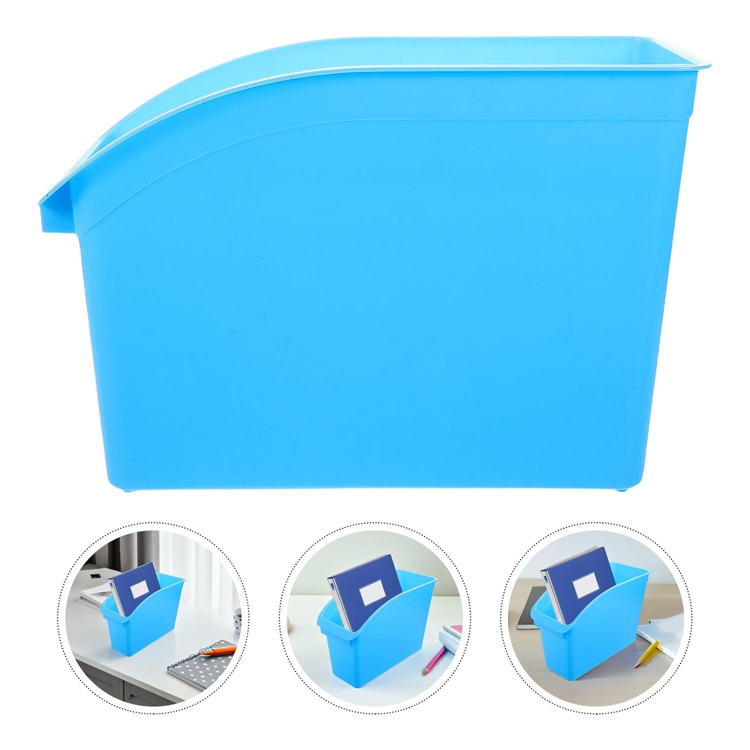 Outanaya Plastic Vertical File Folder Organizer Bin Blue Large Capacity